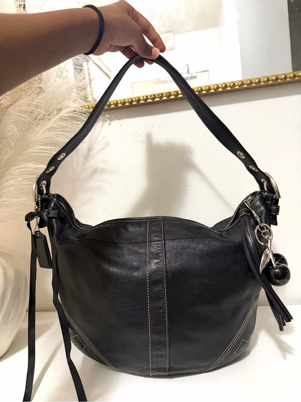 Vintage Black Coach Hobo Bag